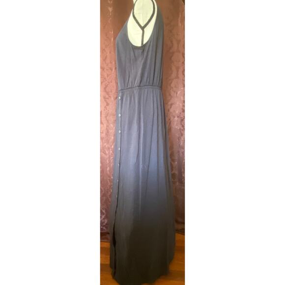Garnet Hill, Navy Blue Side-Button Knit Maxi Dress, size Large New! - Picture 4 of 11